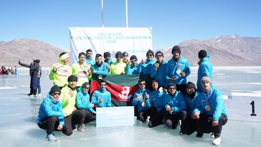 The two-day Pangong Frozen Marathon concluded successfully, marking the end of an exhilarating sporting event held on the frozen expanse of Pangong Tso.