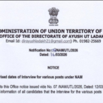 AYUSH Directorate Ladakh Revises Interview Dates for NAM Posts