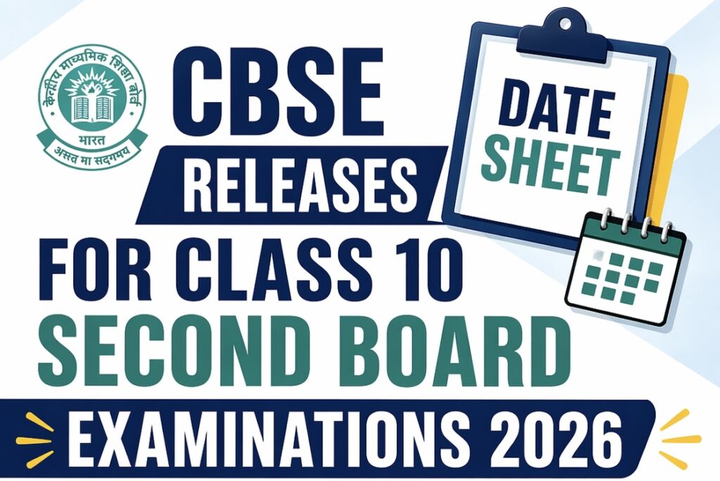 CBSE Releases Date Sheet for Class 10 Second Board Examinations 2026 Exams from May 15 to 21