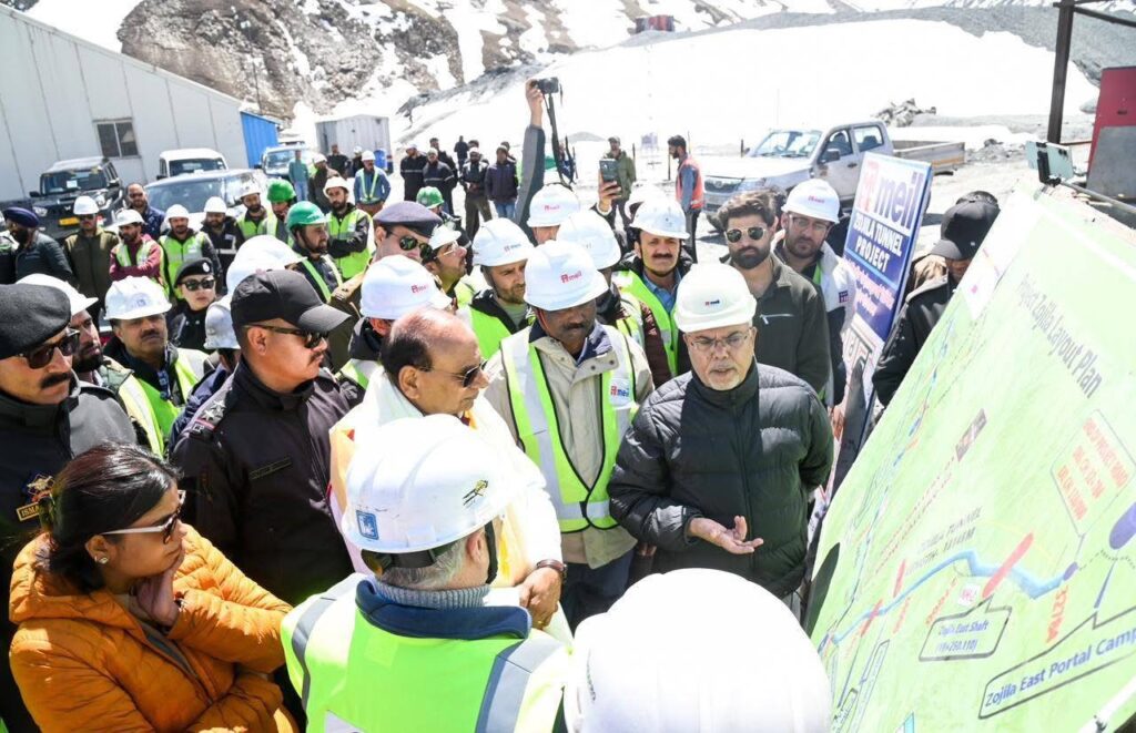 L-G Vinai Kumar Saxena visits eastern portal of Zoji-La Tunnel to review ongoing work Expresses satisfaction over progress of work Asks officials to expedite work for year-round connectivity to Ladakh