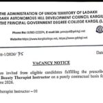 Applications are invited from eligible candidates fulfilling the prescribed criteria for engagement as Beauty Therapist Instructor on a purely contractual basis for the academic session upto June 2026.