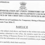 Tentative Merit List for 10+2 Lecturer Posts Released