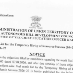 Final Merit List Released for 10+2 Lecturer Recruitment in Kargil for Academic Session 2026–27