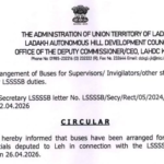 Bus Arrangement Announced for LSSSSB Examination Duty Staff Traveling to Leh