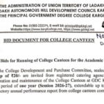 GDC Kargil Invites Bids for Running College Canteen for Academic Session 2026-27
