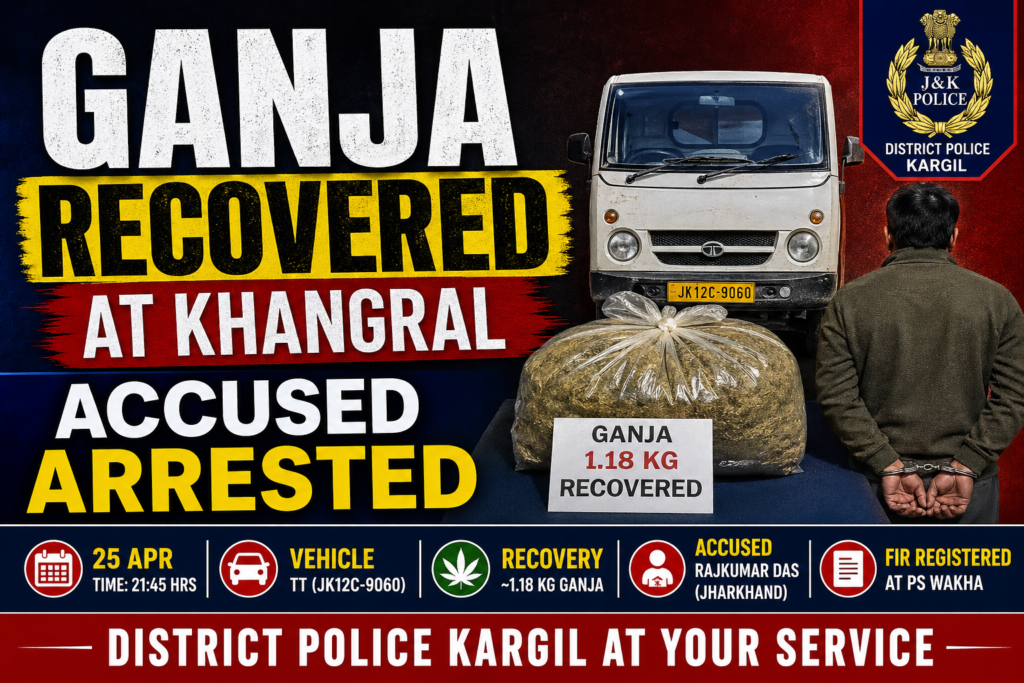 Ganja Recovered at Khangral; Accused Arrested