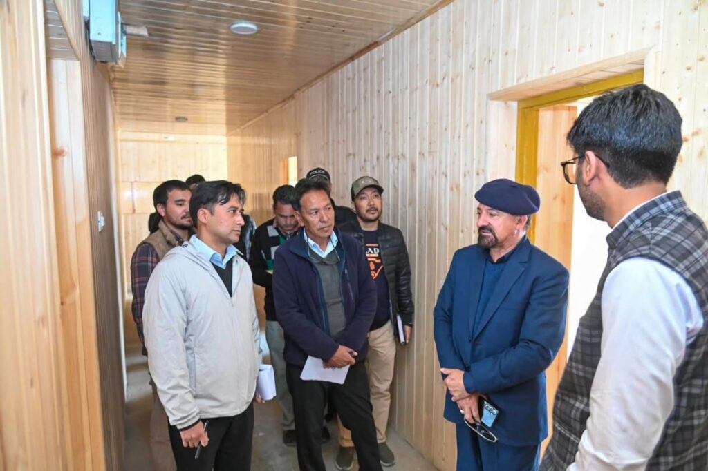 CEC Dr Jaffer inspects temporary school building for Specially Abled Students at Kurbathang 
