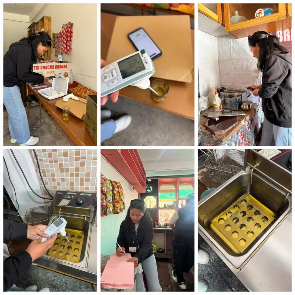 Food Safety Department Conducts Inspection and On-Spot Testing of Cooking Oil in Restaurants Around Leh.
