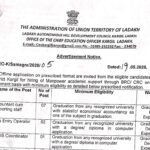 Offline application on prescribed format are invited from the eligible candidates belonging to District Kargil for hiring of Manpower academic support through BRC/ CRC on academic arrangement basis with minimum eligibility