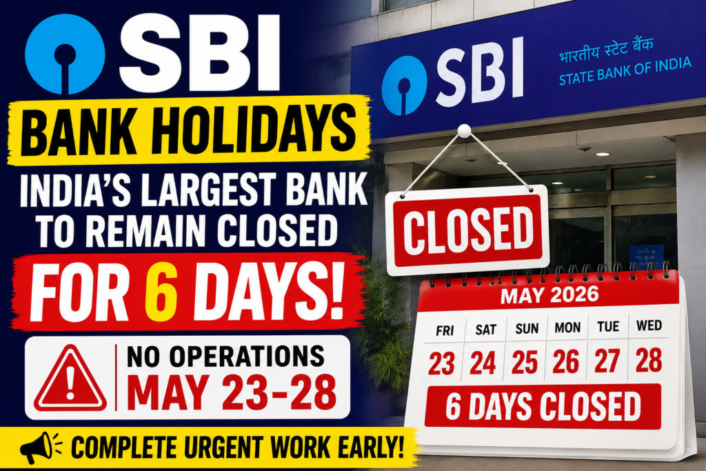 SBI Bank Holidays: India’s Largest Bank to Remain Closed for 6 Days, Customers Advised to Complete Urgent Work Early