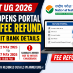 NTA Opens Portal for NEET UG 2026 Fee Refund Bank Details Submission